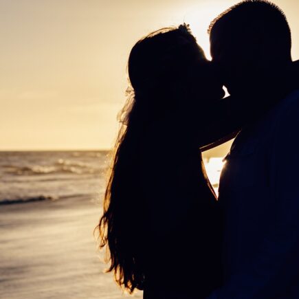 couple, kiss, silhouette